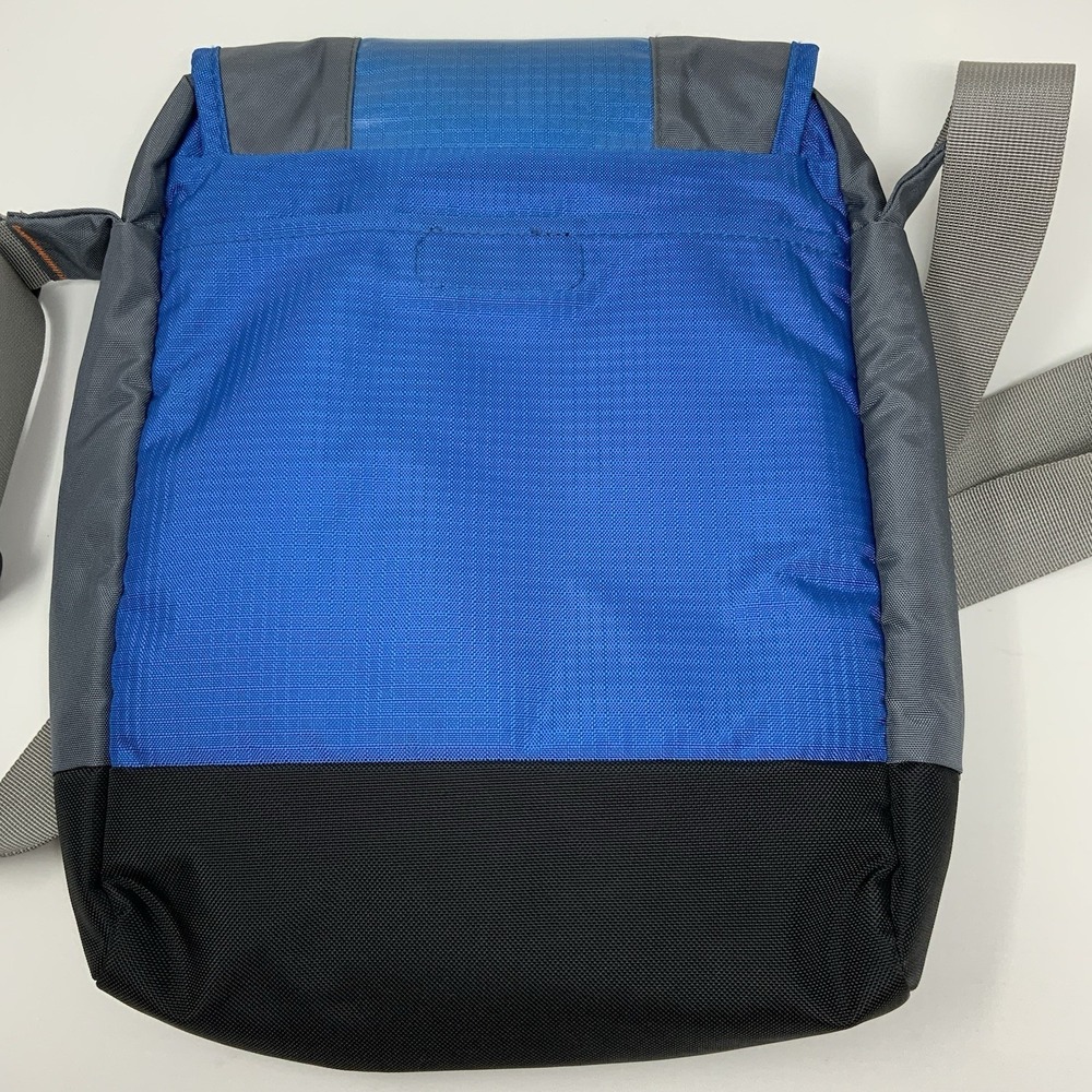 LL Bean Messenger‎ Crossbody Bag Tablet Field Rip Stop Travel Blue Gray Black - Picture 3 of 12